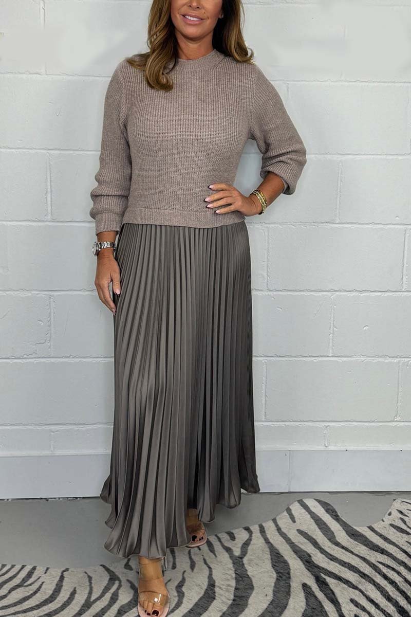 EMILIA - Long Sweater with Pleated Skirt